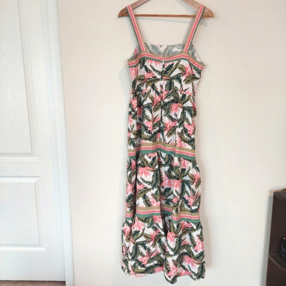 LOFT Floral Leaf Print Maxi Dress in Pink, Green, White - Picture 4 of 9
